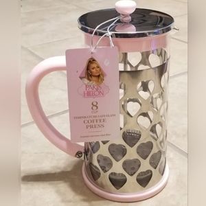 Paris Hilton 8-Cup Temperature Safe Glass Pink & Silver Coffee Press